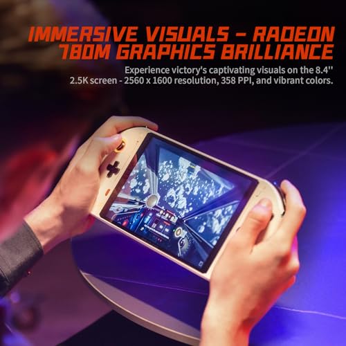 White 2K 8.4" IPS Touchscreen Handheld Console PC with AMD Ryzen 8840U 32GB RAM 1TB SSD B338