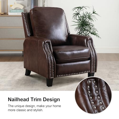 Reddish Brown Genuine Leather Push Back Recliner Chair Set of 2 X143319
