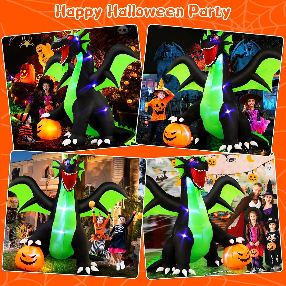 9FT Large Inflatable Dragon with Pumpkin and LED Lights B591