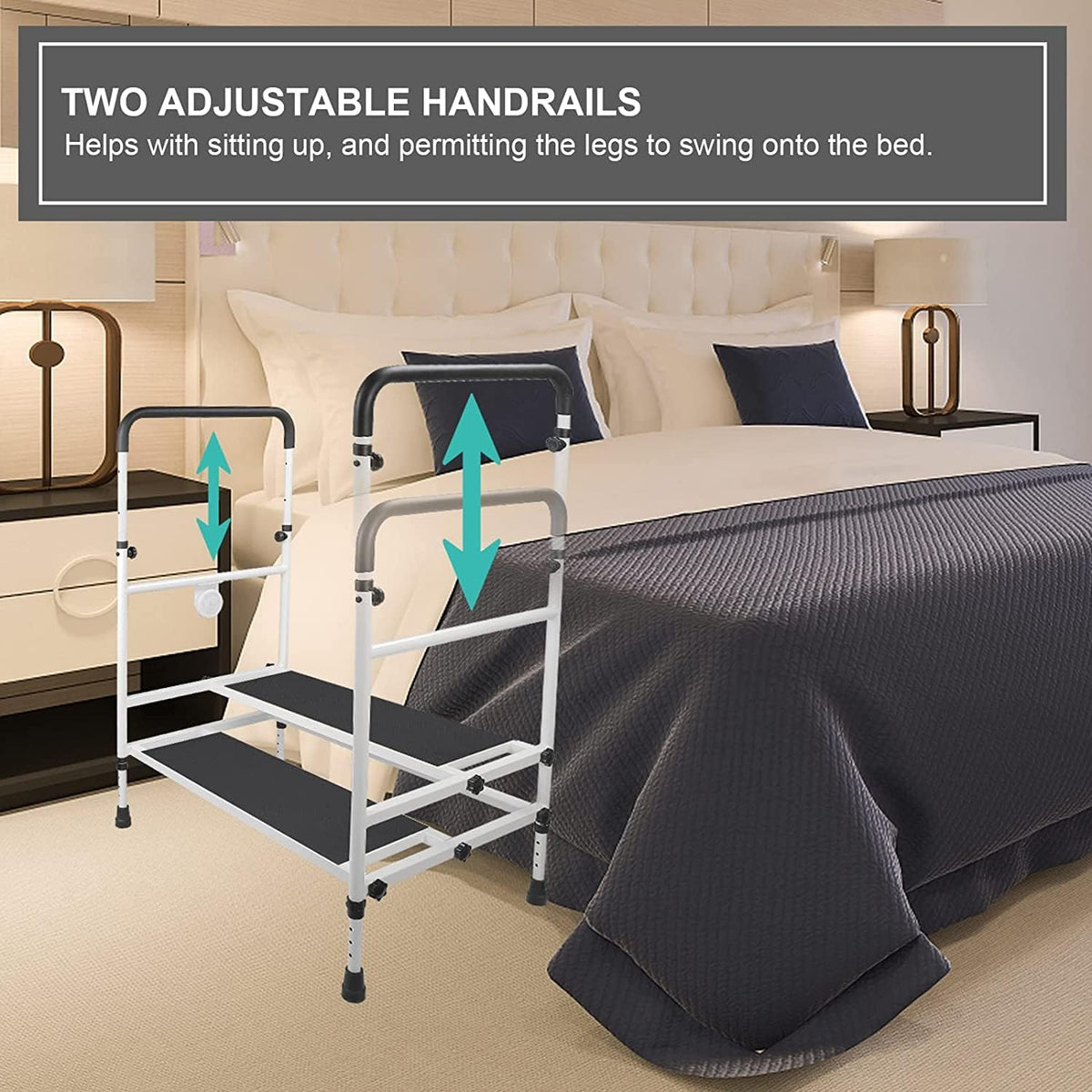 Heavy Duty Bed Rails with Adjustable Height and LED Light Z82879