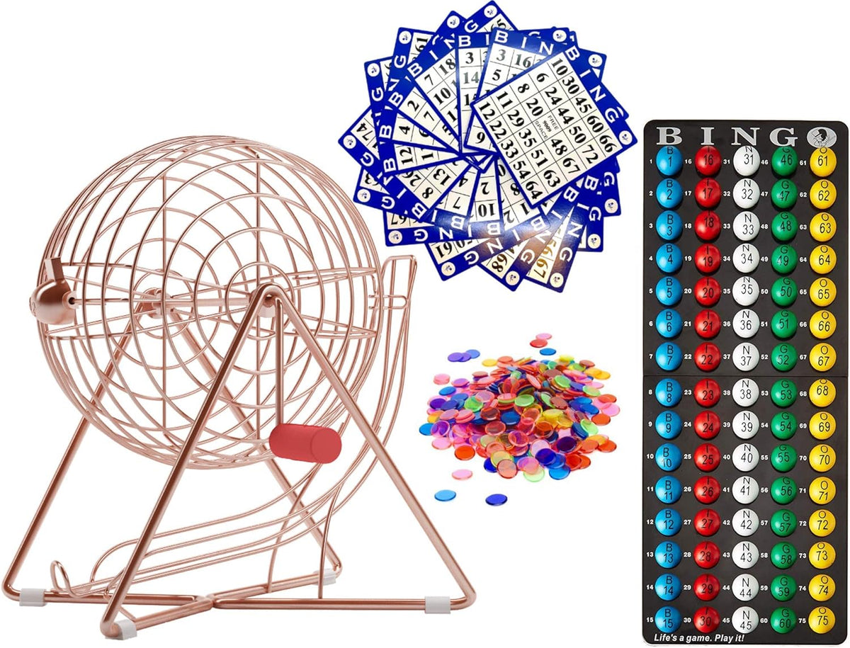 11 Inch Bingo Set with Steel Cage, Balls, Cards and Chips P7281