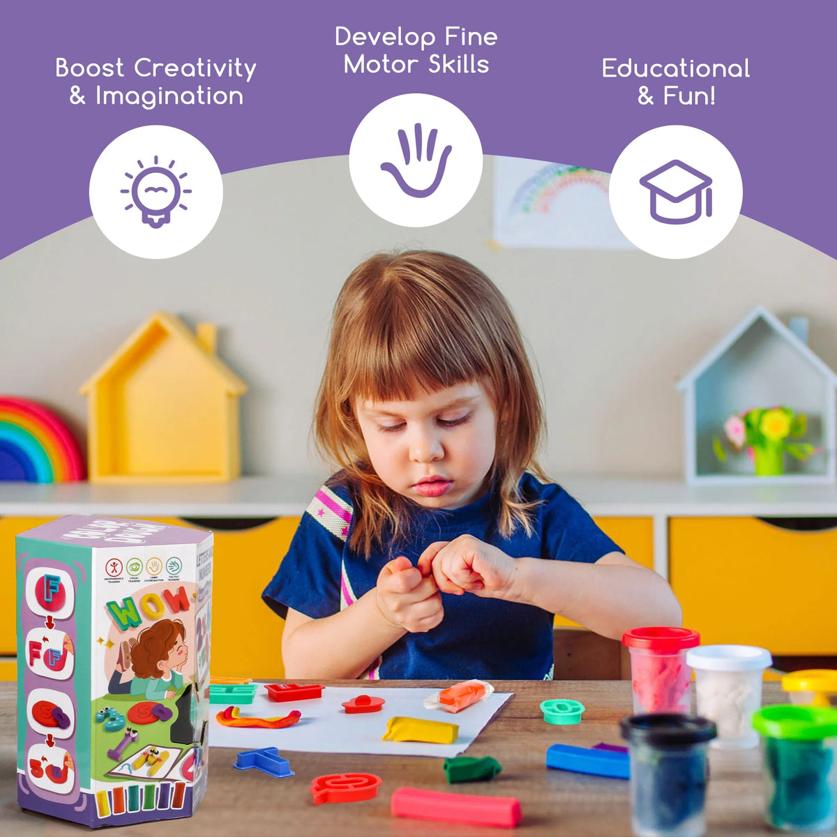 49-Piece Toddler Color Dough Tool Kit with Letters and Numbers I3265