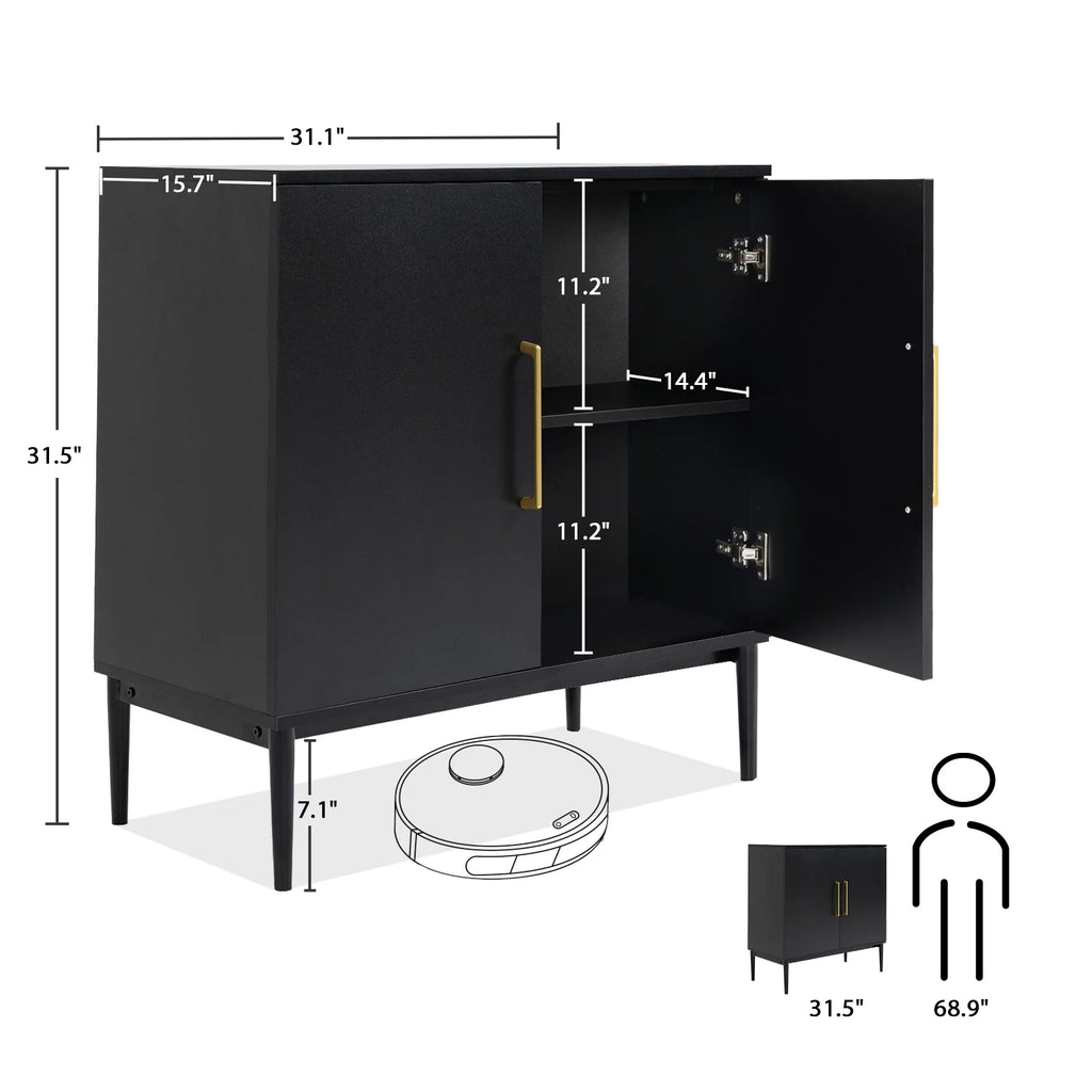 Set of 2 Black Storage Cabinet D354