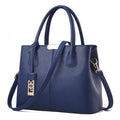 Blue Leather Tote Bag with Shoulder U916264