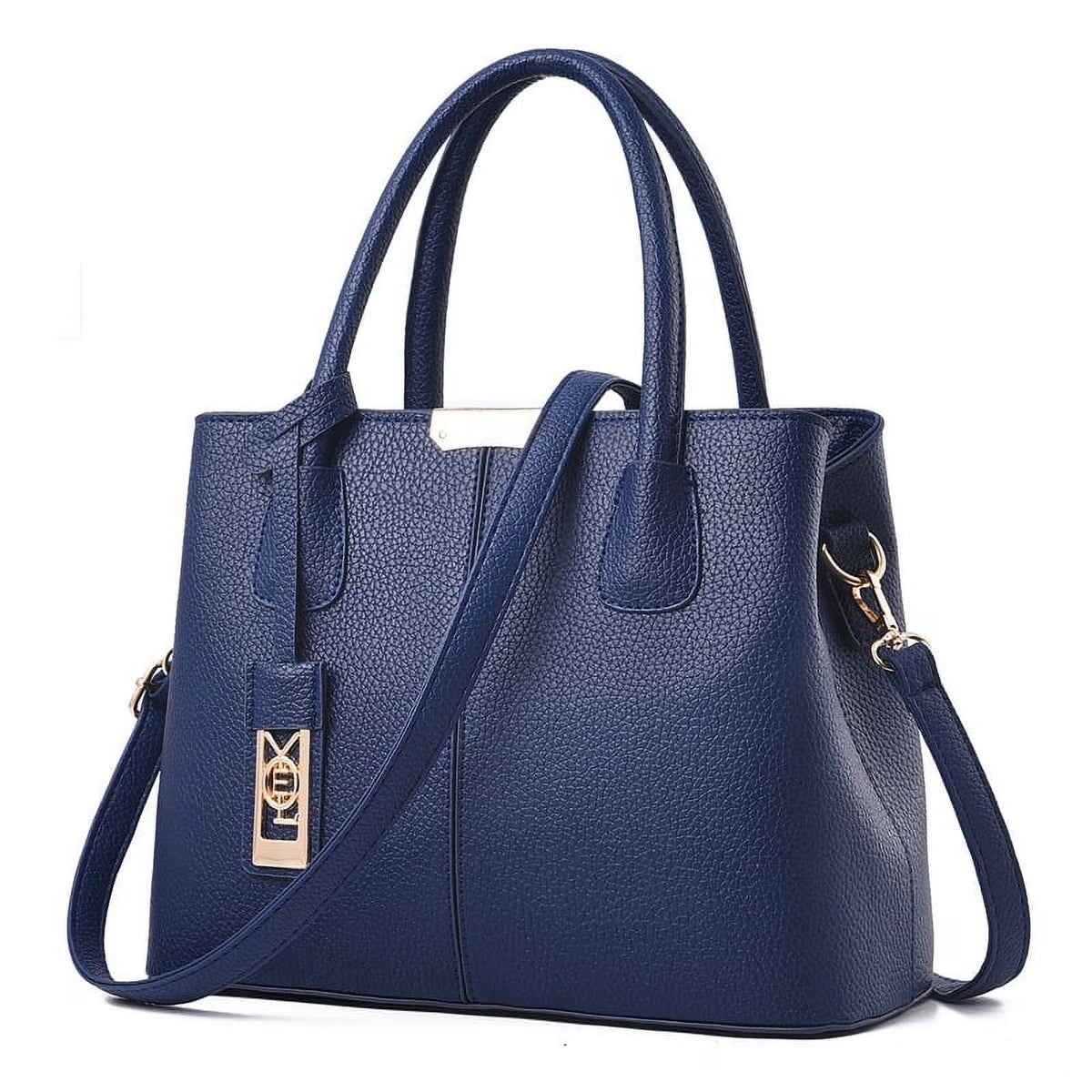 Blue Leather Tote Bag with Shoulder U916264