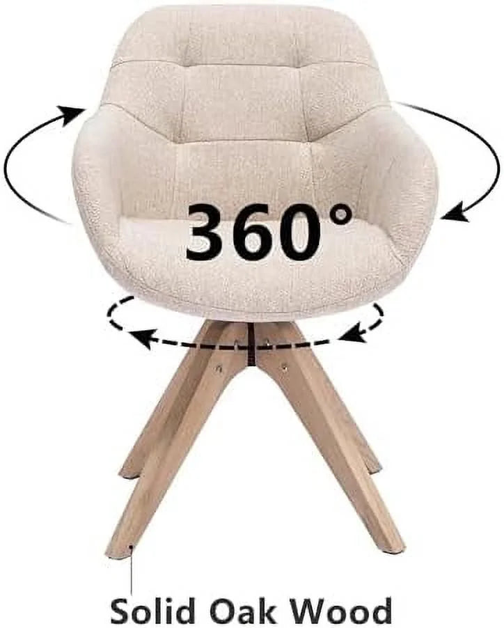 Mid Century Modern Swivel Fabric Accent Chair with Oak Wood Legs R173