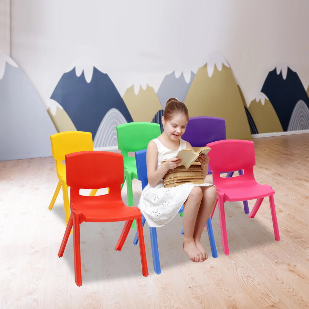 6 Pcs Kids Plastic Stackable Chairs P3494