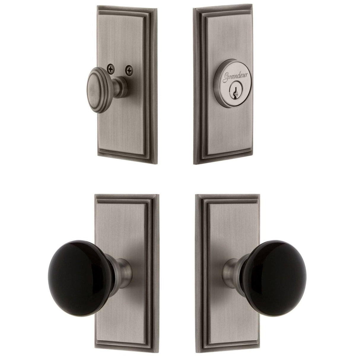 Antique Pewter Knob and Matching Deadbolt U4019