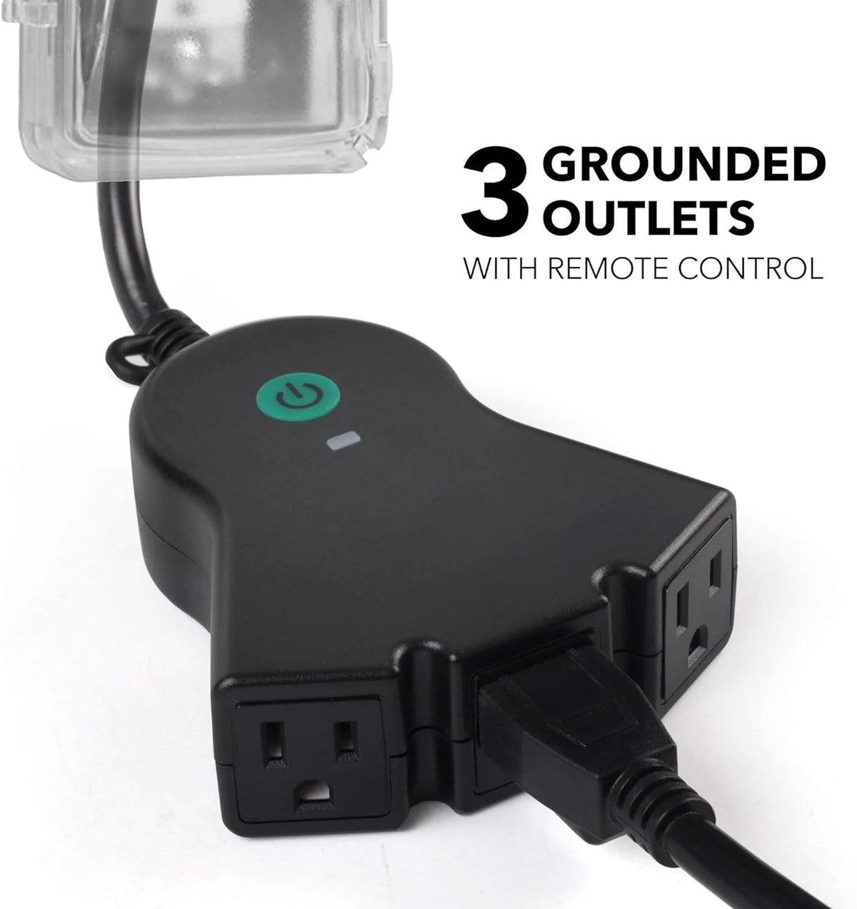 Black 3-Prong Outdoor Indoor Wireless Remote Control Outlet J972981