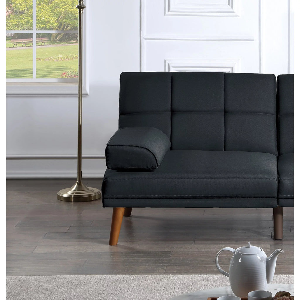 Black Polyfiber Sectional Sofa Set with Chaise Z321374