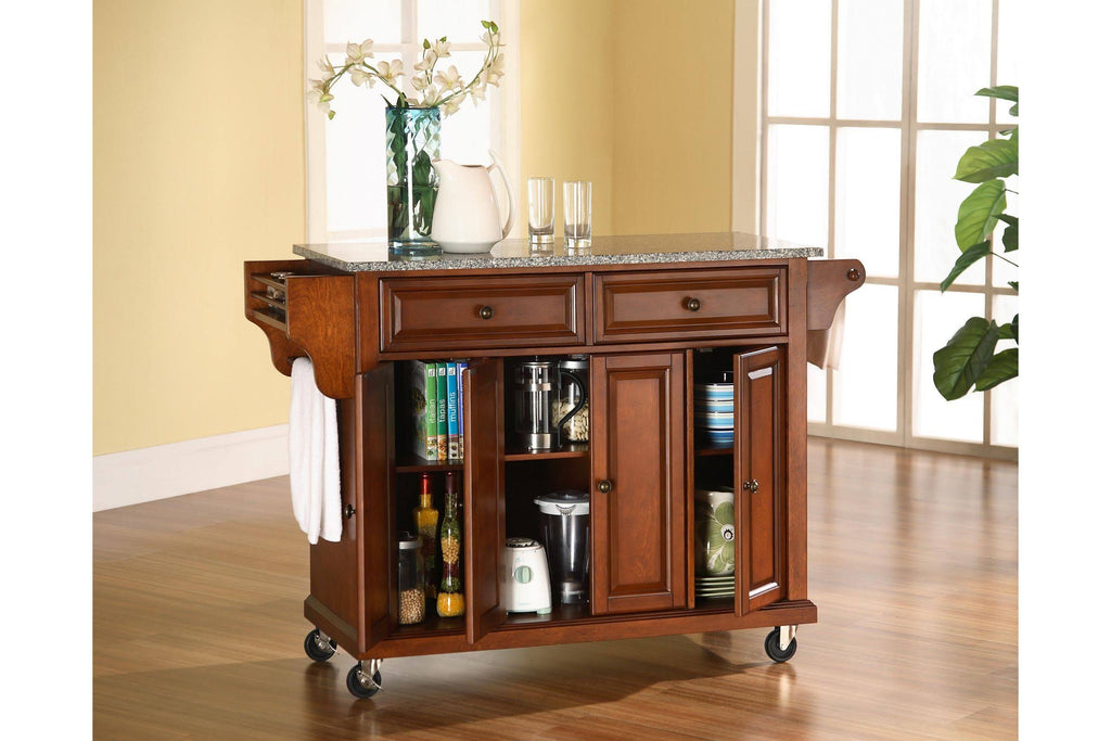 Classic Cherry Kitchen Cart with Granite Top W893113