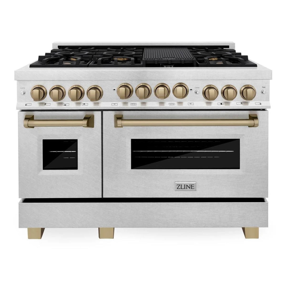 48 Inch Gas Range in Stainless Steel with Champagne Bronze Accents T1232