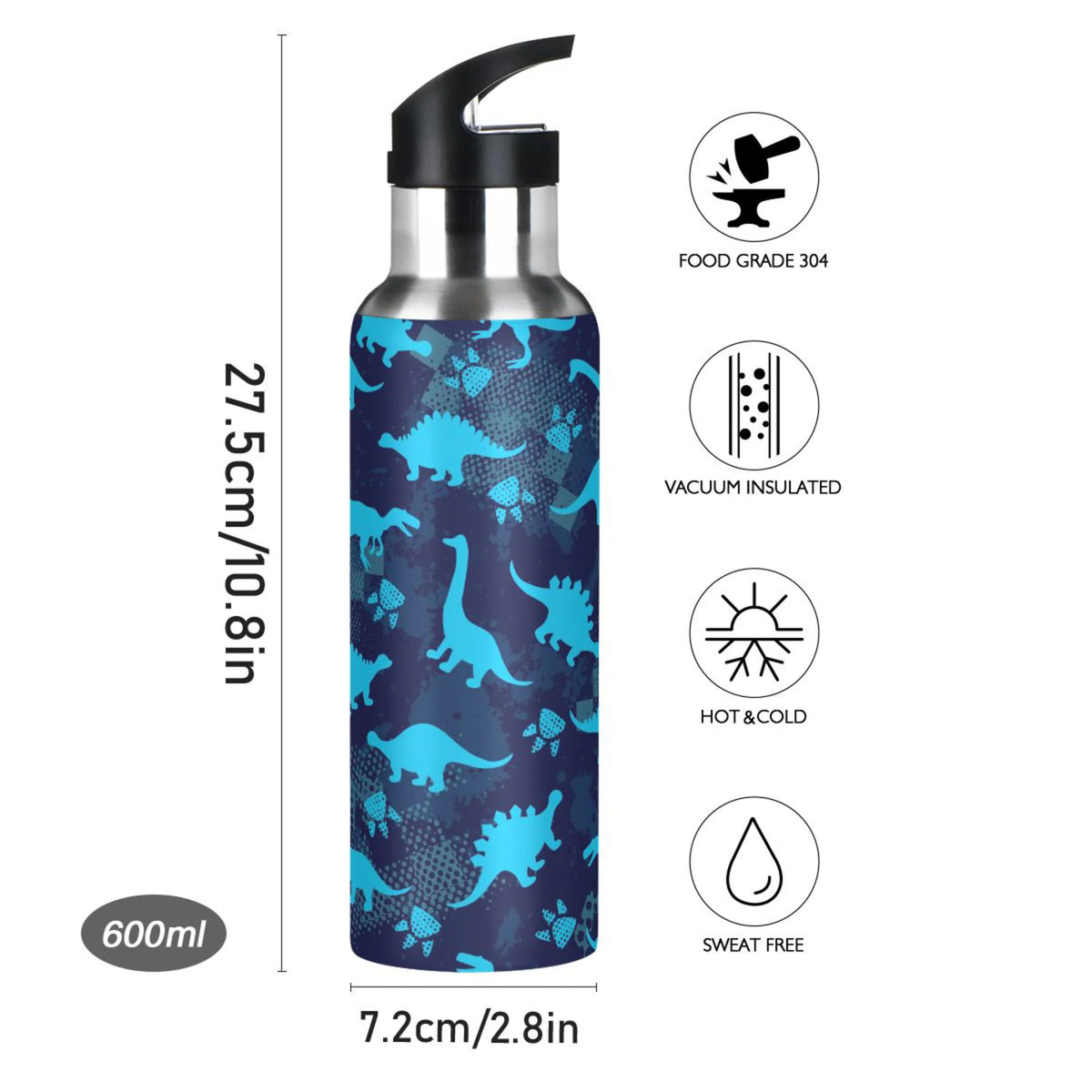 Stainless Steel Insulated Water Bottle with Straw Lid F133