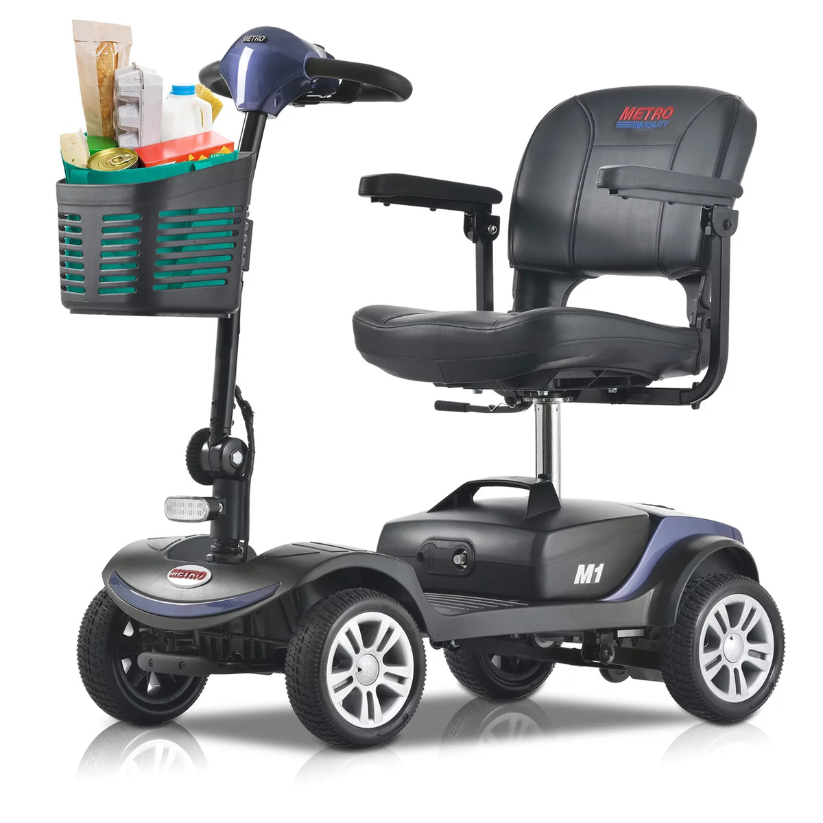 Blue Electric Mobility Scooter with Basket M1295
