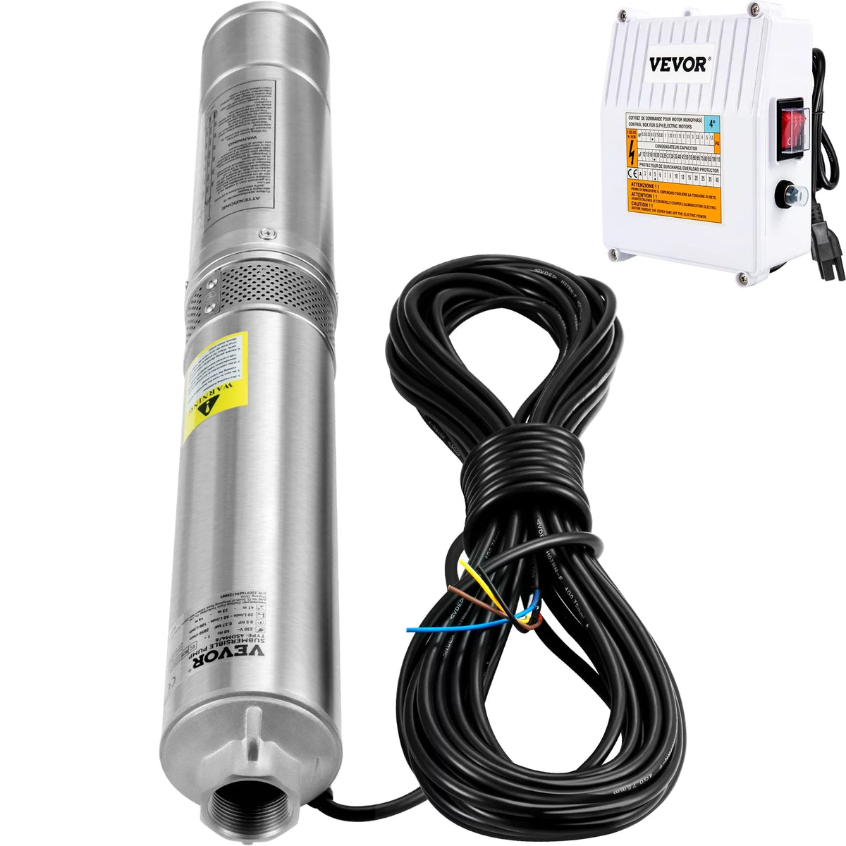 1.5HP 115V 37GPM 276ft Head 4 inch Stainless Steel Deep Well Submersible Pump A41283