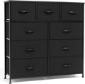 Black 9 Drawer Fabric Storage Dresser E44619
