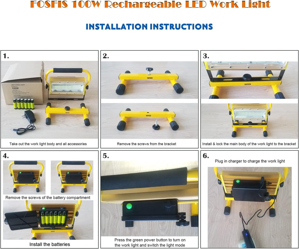 100W Waterproof Portable LED Work Light with Stand J417458