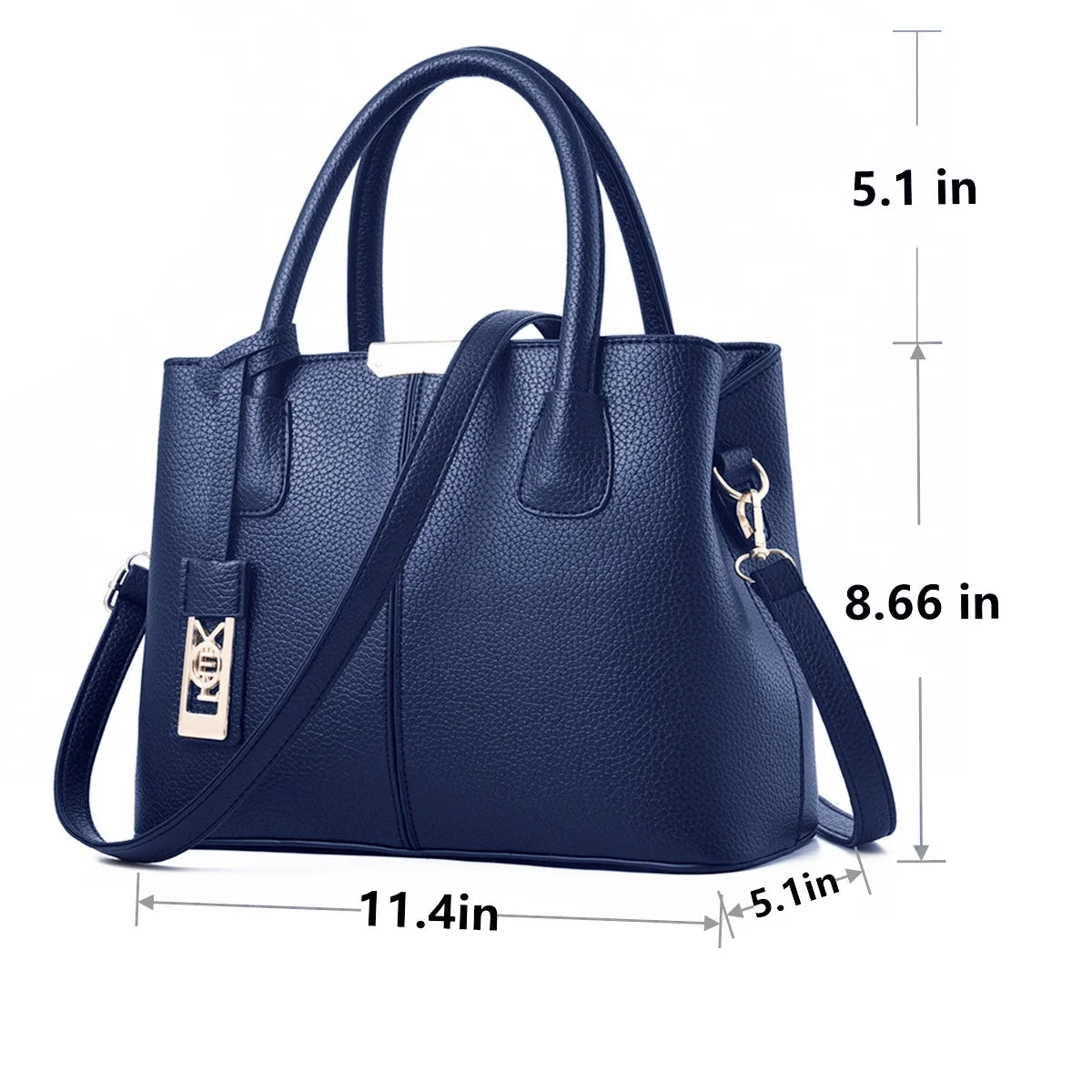 Blue Leather Tote Bag with Shoulder U916264