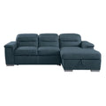 Blue Microfiber Sectional Sofa with Pull Out Bed W651