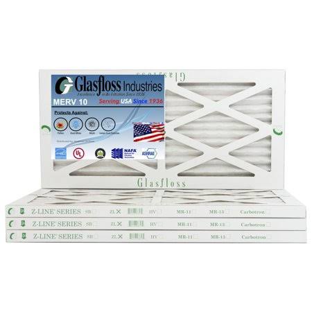 10x16x1 MERV 10 Furnace Air Filter, Qty:4 P974323