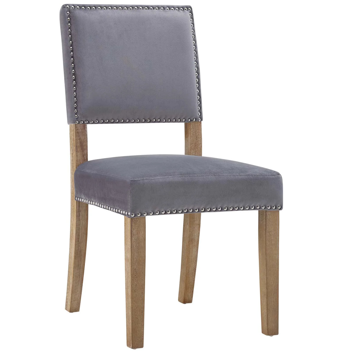 Grey Velvet Wood Dining Chair Set of 4 L126