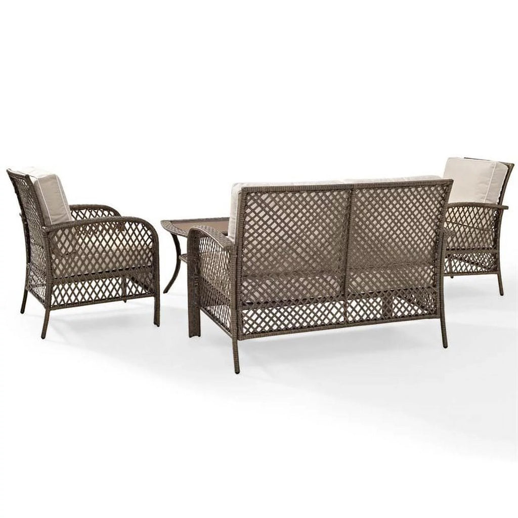 4 Piece Outdoor Wicker Seating Set with Sand Cushions A835895