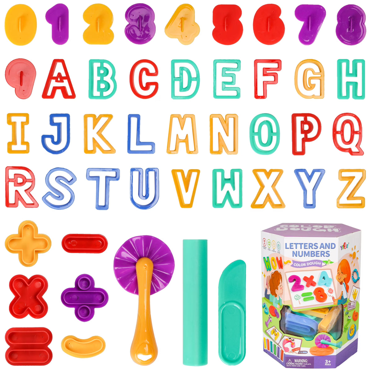 49-Piece Toddler Color Dough Tool Kit with Letters and Numbers I3265