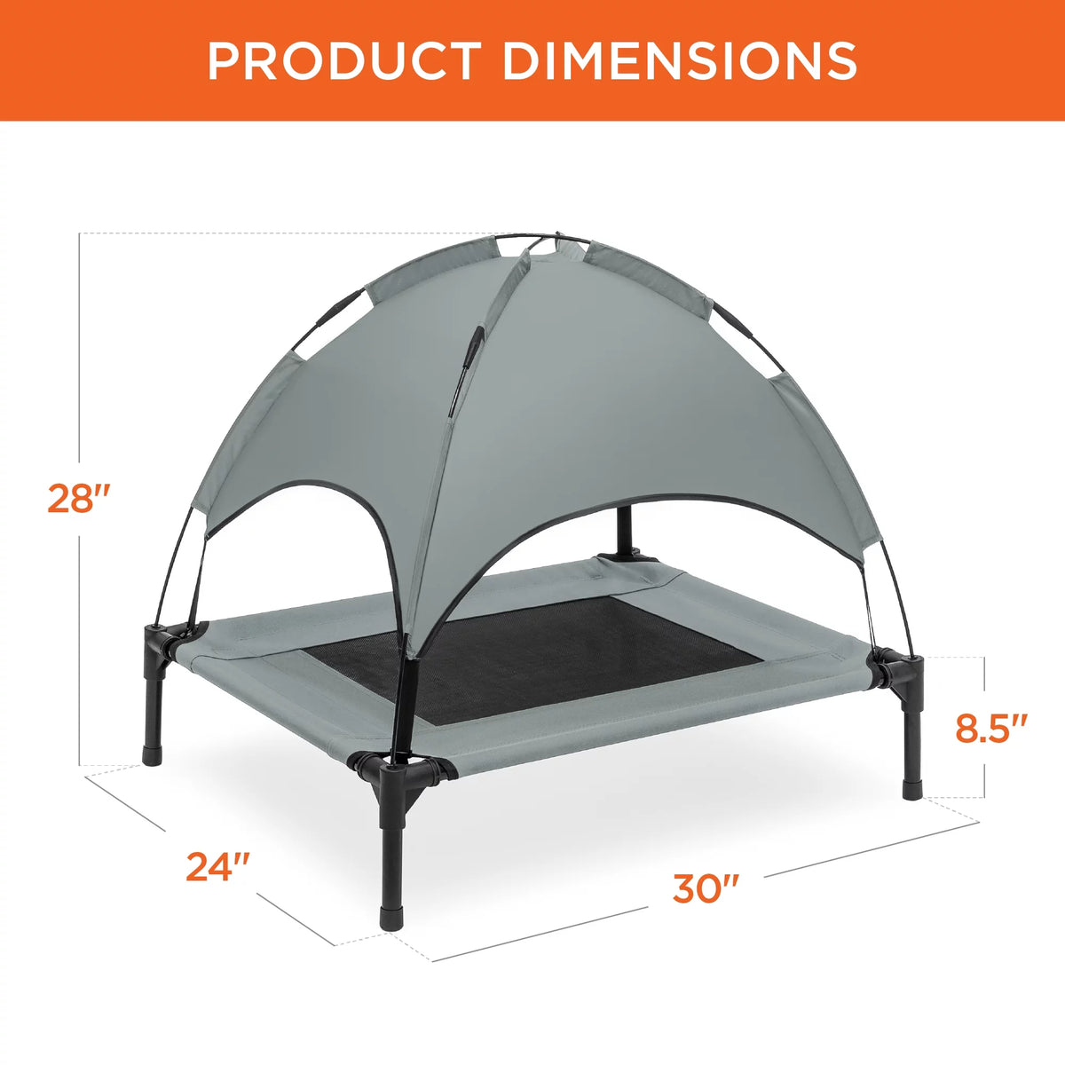 30in Elevated Cooling Dog Bed with Canopy and Carrying Bag T588958
