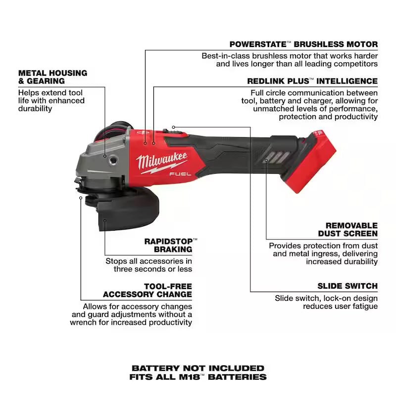 18V Brushless Cordless 4-1/2 in./5 in. Variable Speed Grinder G1439